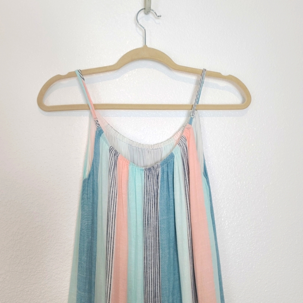 RAILS Adora Highland Stripe Tiered Coastal Beachy Pastel Midi Dress - Picture 9 of 11